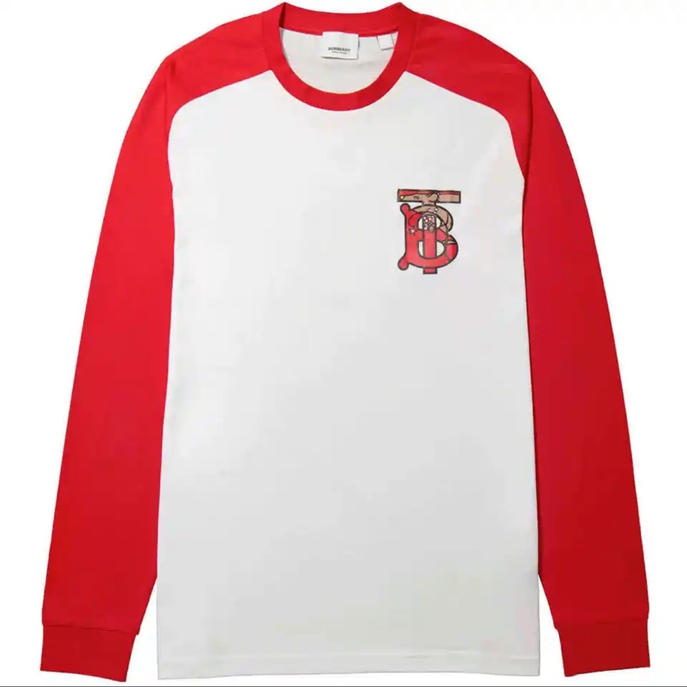 NWT Men’s Small/Women’s Medium Burberry Rory Monogram Motif Sweatshirt White/Red